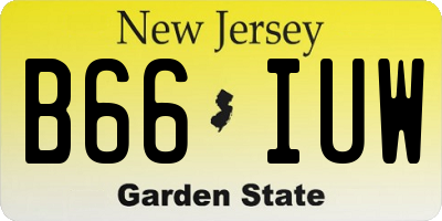 NJ license plate B66IUW