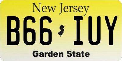 NJ license plate B66IUY