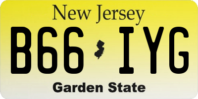 NJ license plate B66IYG
