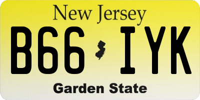 NJ license plate B66IYK