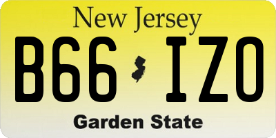 NJ license plate B66IZO