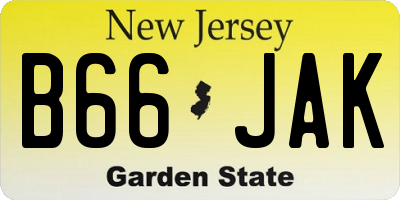 NJ license plate B66JAK