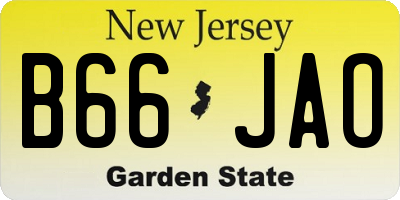 NJ license plate B66JAO