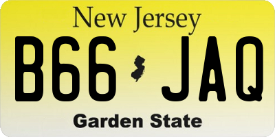NJ license plate B66JAQ