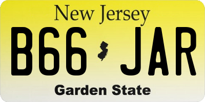 NJ license plate B66JAR