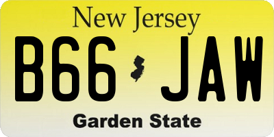 NJ license plate B66JAW