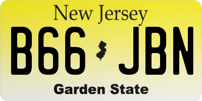NJ license plate B66JBN