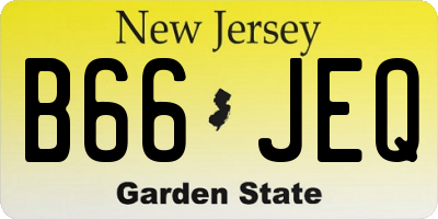 NJ license plate B66JEQ