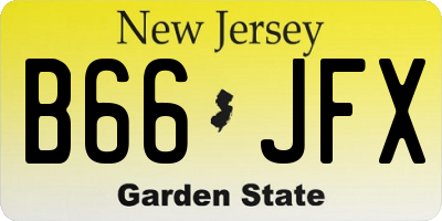 NJ license plate B66JFX