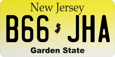NJ license plate B66JHA