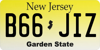 NJ license plate B66JIZ