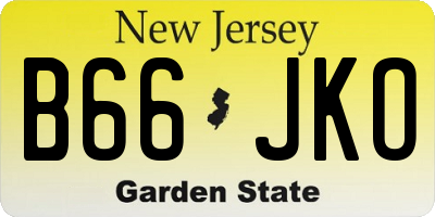 NJ license plate B66JKO