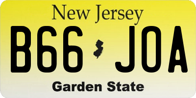 NJ license plate B66JOA