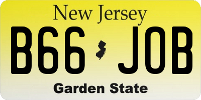 NJ license plate B66JOB