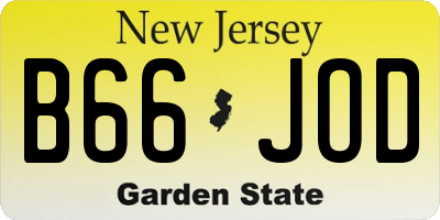 NJ license plate B66JOD