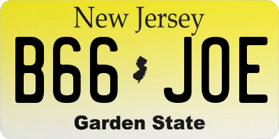 NJ license plate B66JOE