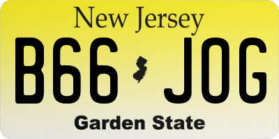 NJ license plate B66JOG