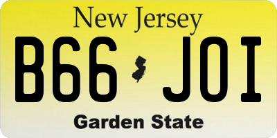 NJ license plate B66JOI