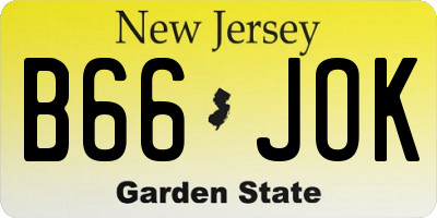 NJ license plate B66JOK