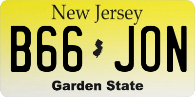 NJ license plate B66JON