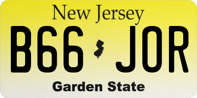 NJ license plate B66JOR