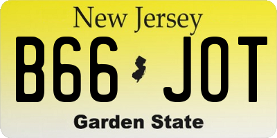 NJ license plate B66JOT