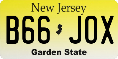 NJ license plate B66JOX