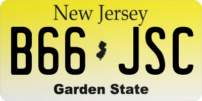 NJ license plate B66JSC