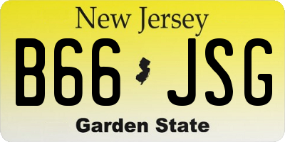 NJ license plate B66JSG