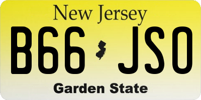NJ license plate B66JSO