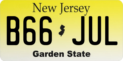 NJ license plate B66JUL