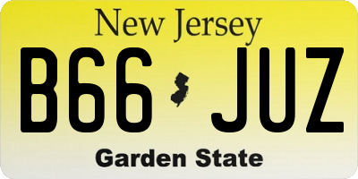 NJ license plate B66JUZ