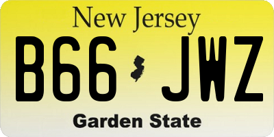 NJ license plate B66JWZ
