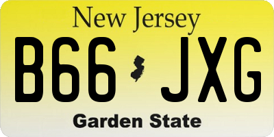 NJ license plate B66JXG