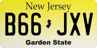 NJ license plate B66JXV