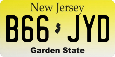 NJ license plate B66JYD