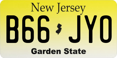 NJ license plate B66JYO