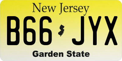 NJ license plate B66JYX