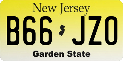 NJ license plate B66JZO