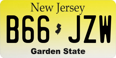 NJ license plate B66JZW