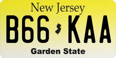 NJ license plate B66KAA