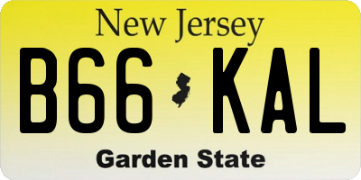 NJ license plate B66KAL