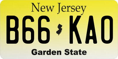 NJ license plate B66KAO