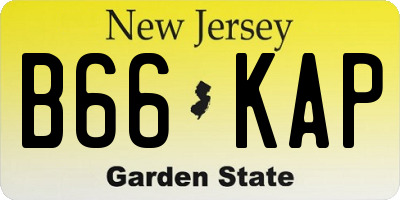 NJ license plate B66KAP