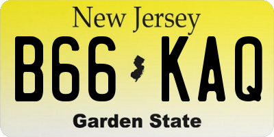 NJ license plate B66KAQ