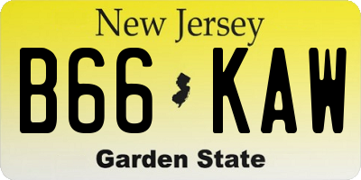 NJ license plate B66KAW