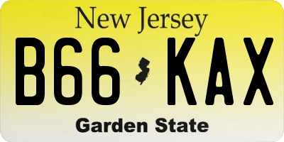 NJ license plate B66KAX