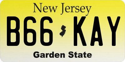 NJ license plate B66KAY