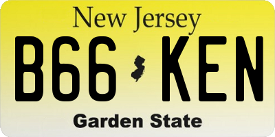 NJ license plate B66KEN