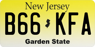 NJ license plate B66KFA